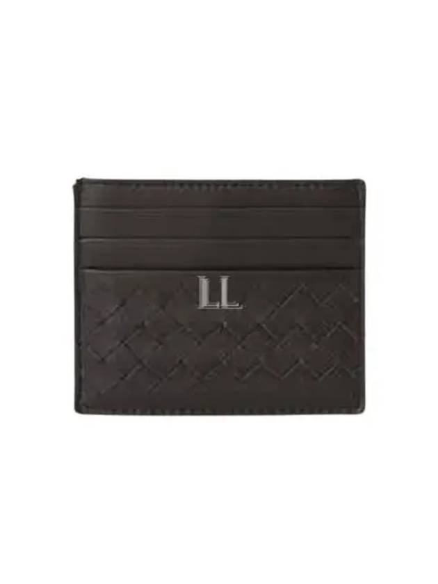 Luxury Bottega Veneta Intrecciato Card Wallet Dark Brown