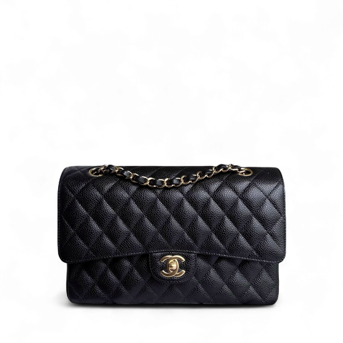 Chanel Classic Flap Medium - Caviar 25CM Quilted Black Gold Hardware Series 27