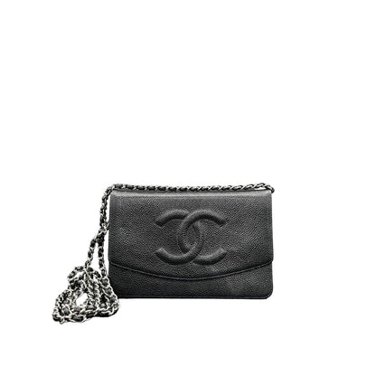 Chanel Vintage Black Caviar Timeless Wallet On Chain WOC