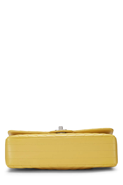 Chanel,  Yellow Chevron Lambskin Classic Double Flap Medium, Yellow