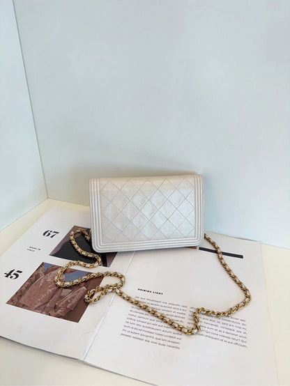 Chanel Leboy WOC chain bag white