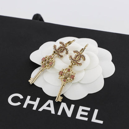 Dangling CC Key Piercing Earrings