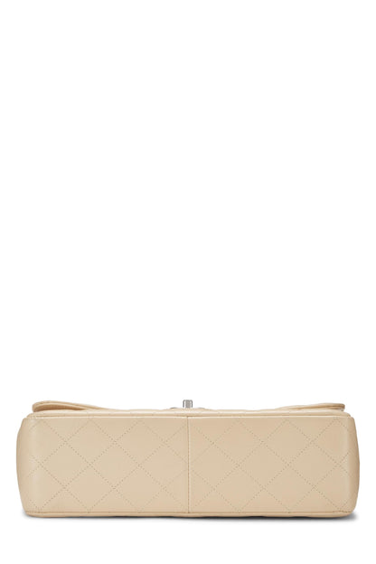 Chanel,  Beige Quilted Caviar New Classic Double Flap Jumbo, Beige