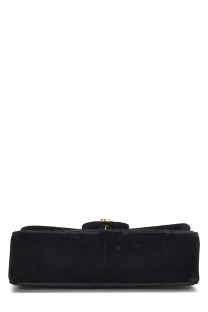 Chanel,  Black Vertical Velvet Half Flap Jumbo, Black