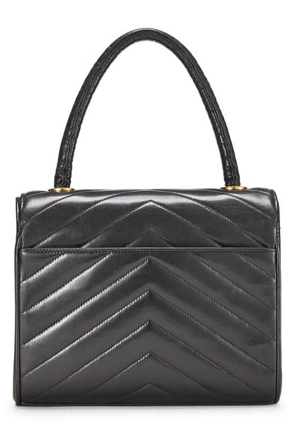 CHANEL,  Black Chevron Lambskin Top Handle Bag, Black