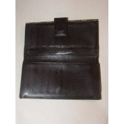 Gucci Brown Large G Logo Print Canvas And Brown Leather Vintage Wallet