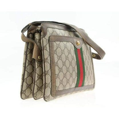 Gucci Guccissima Print Brown Two Way Coated Canvas Leather Multi Compartment