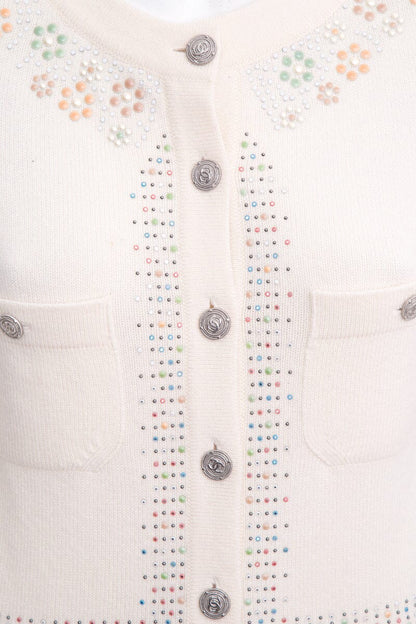 Chanel Cream Button Up Sweater SZ 34