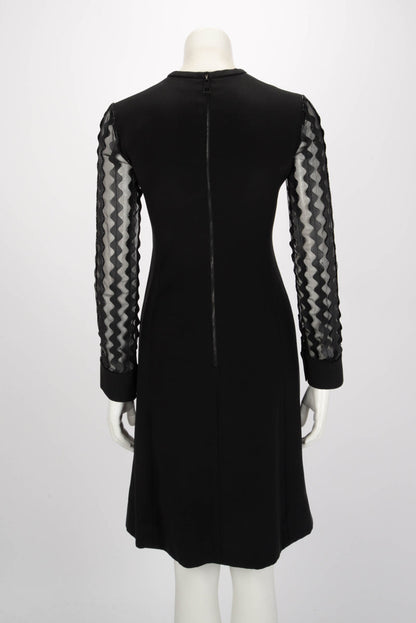 Louis Vuitton Black Silk & Leather Ric Rac Dress FR 34