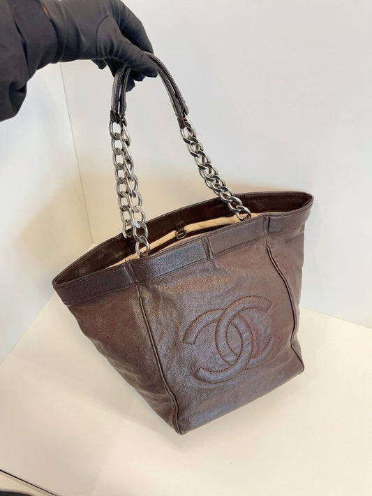 Vintage Chanel tote bag coffee color * cm