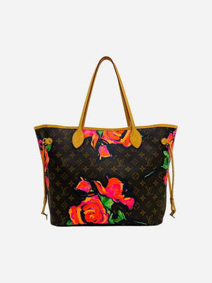 LOUIS VUITTON Roses Neverfull Brown w/ Pink Tote Bag