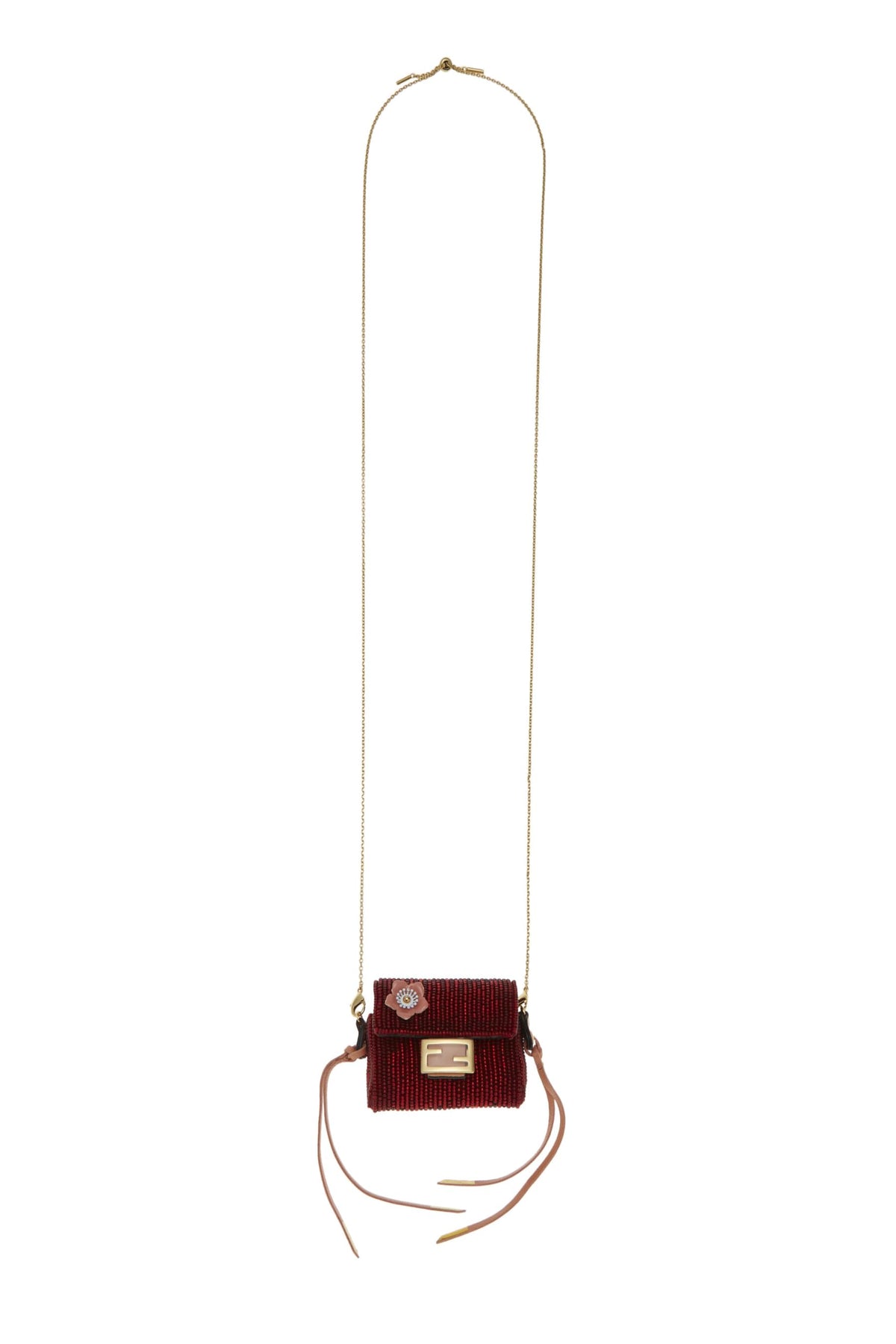 Fendi,  Red Beaded Baguette Pico, Red
