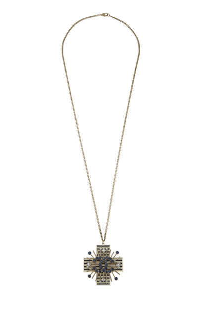 Chanel,  Gold & Crystal 'CC' Cross Necklace, Gold