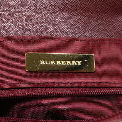 Burberry Nova Check Shoulder Bag Nylon Leather Beige Wine Red Auth 52038