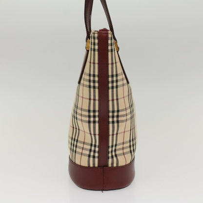 Burberry Nova Check Shoulder Bag Nylon Leather Beige Wine Red Auth 52038