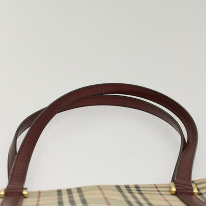 Burberry Nova Check Shoulder Bag Nylon Leather Beige Wine Red Auth 52038