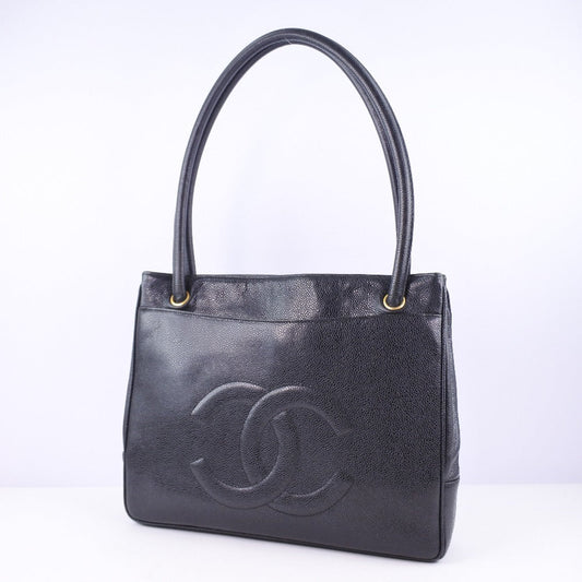 CHANEL Tote Bag Caviar skin black Women Used