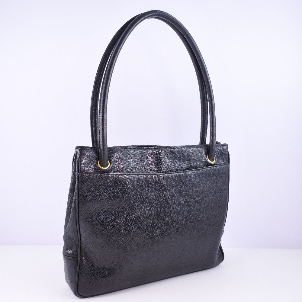 CHANEL Tote Bag Caviar skin black Women Used