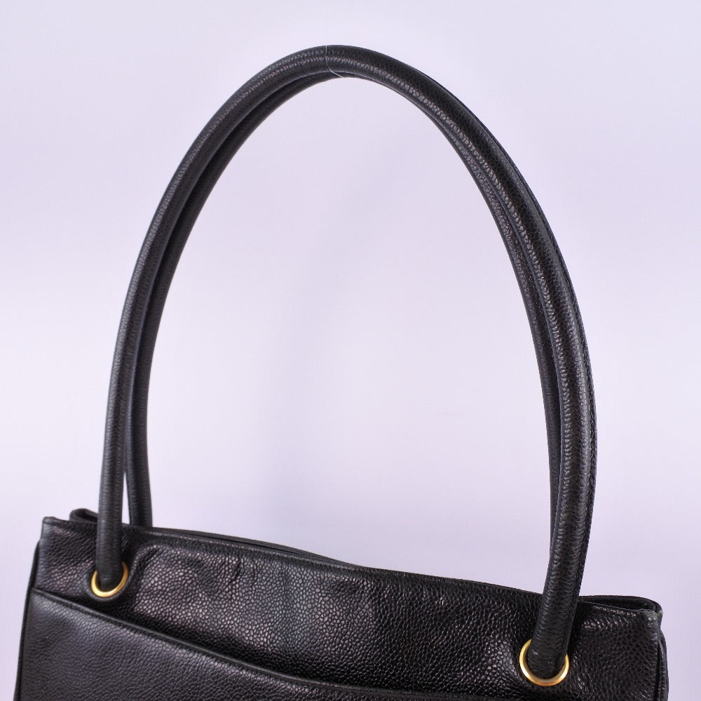 CHANEL Tote Bag Caviar skin black Women Used