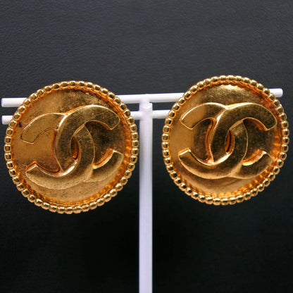 CHANEL Earring Plated Gold, Color Stone gold COCO Mark Women Used