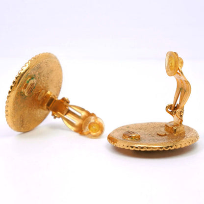 CHANEL Earring Plated Gold, Color Stone gold COCO Mark Women Used