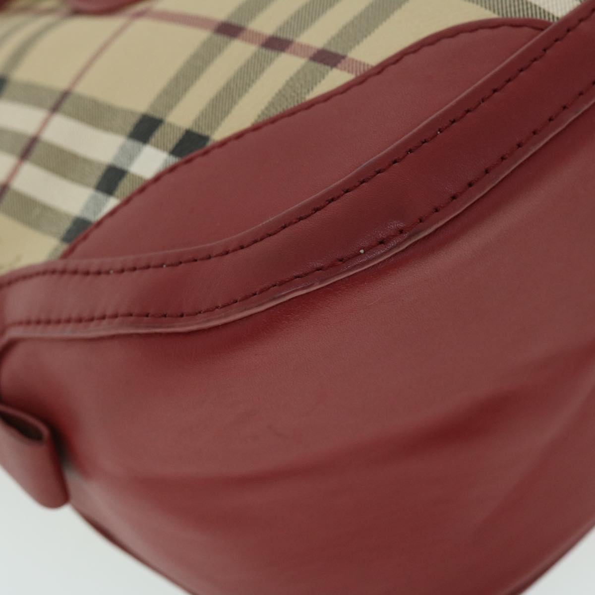 Burberry Nova Check Hand Bag PVC Leather 2way Beige Red Auth 52129