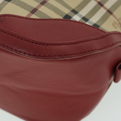 Burberry Nova Check Hand Bag PVC Leather 2way Beige Red Auth 52129