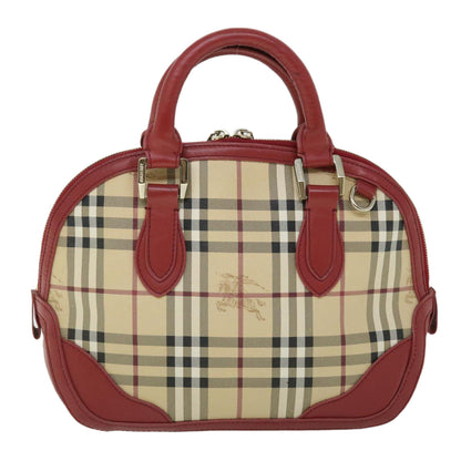 Burberry Nova Check Hand Bag PVC Leather 2way Beige Red Auth 52129