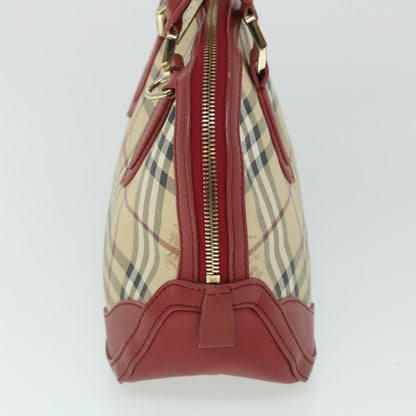 Burberry Nova Check Hand Bag PVC Leather 2way Beige Red Auth 52129