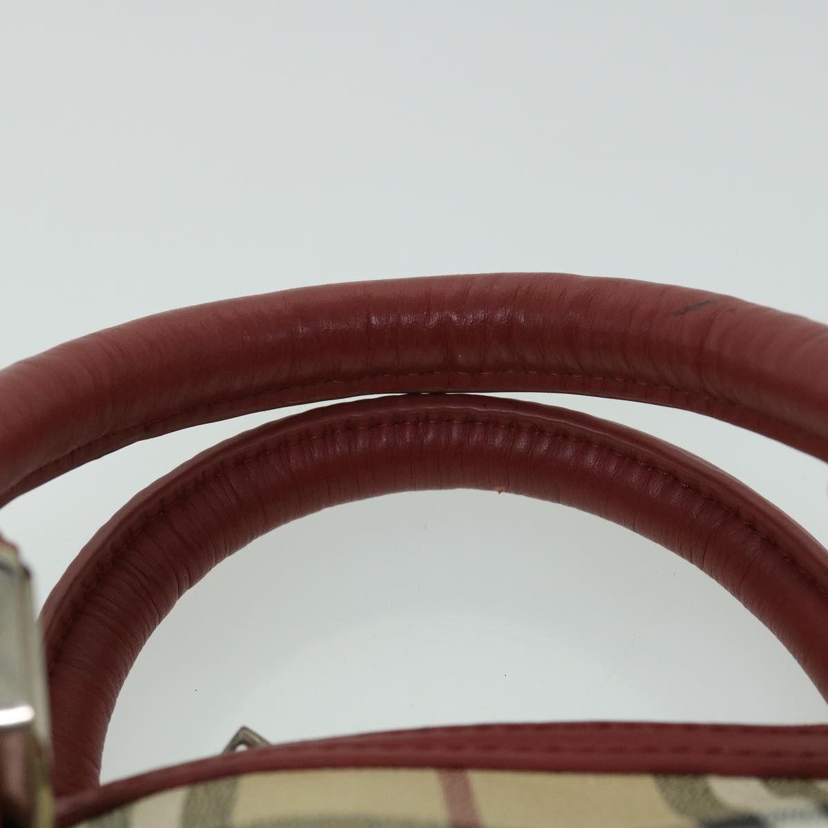 Burberry Nova Check Hand Bag PVC Leather 2way Beige Red Auth 52129