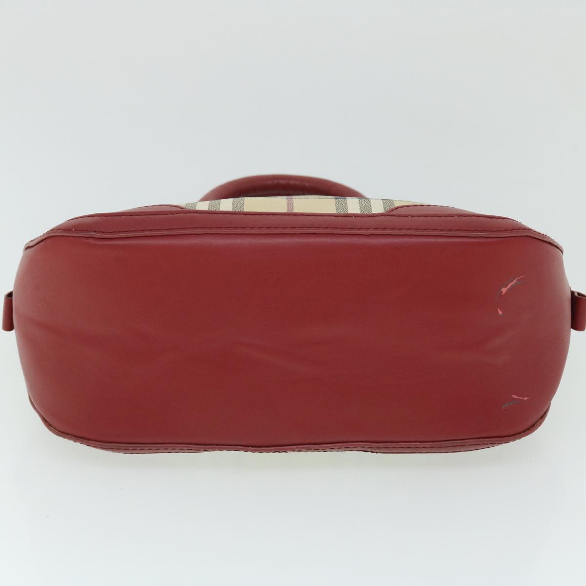 Burberry Nova Check Hand Bag PVC Leather 2way Beige Red Auth 52129