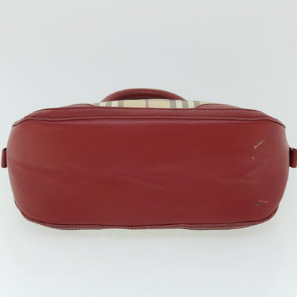 Burberry Nova Check Hand Bag PVC Leather 2way Beige Red Auth 52129