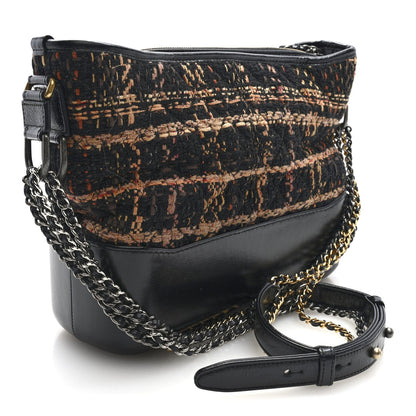 Tweed Calfskin Medium Gabrielle Hobo Black Brown
