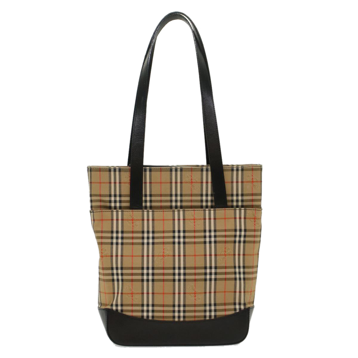 BurberrySs Nova Check Shoulder Bag Nylon Leather Beige Auth 52494