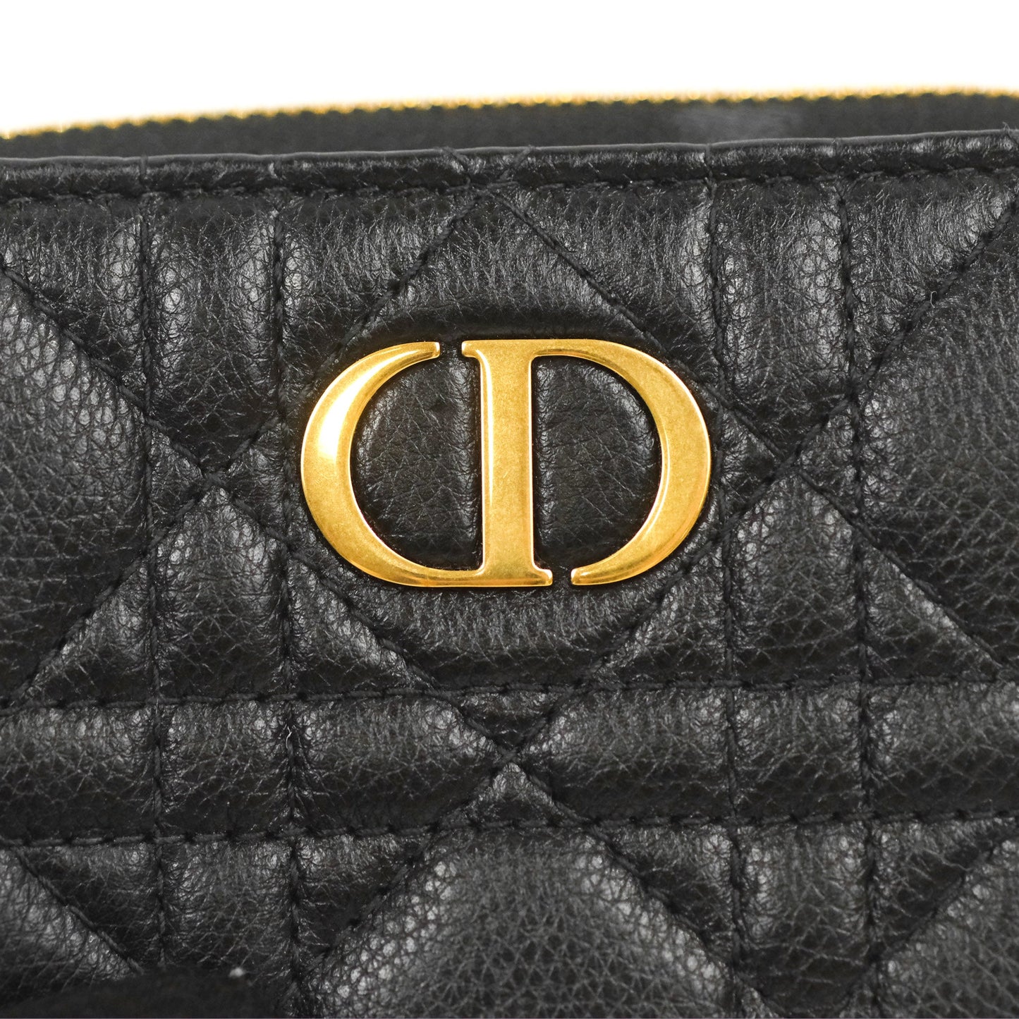 Dior Caro Scarlet Zipped Wallet Black Supple Cannage Calfskin