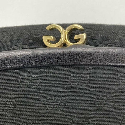 Gucci Vintage Boxy Hinged Top Black Micro Guccissima Print Silk And Leather Clutch