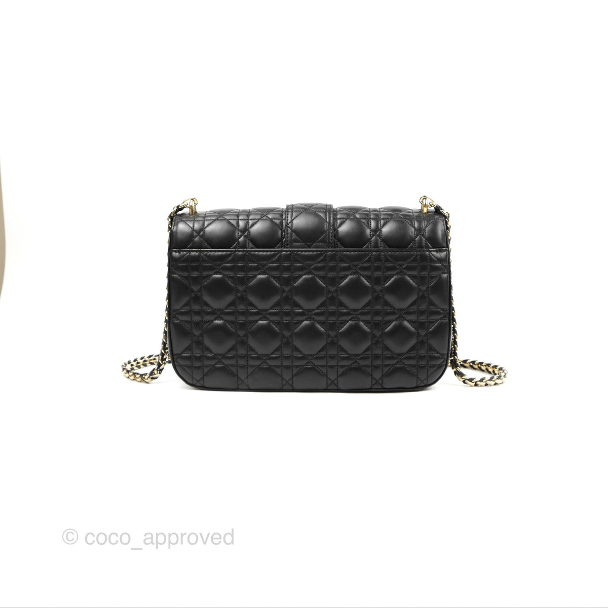 Chanel Medium Miss Dior Flap Bag Black Cannage Lambskin Gold Hardware
