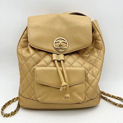 Chanel Beige Caviar Leather Backpack Chanel ch66270ww