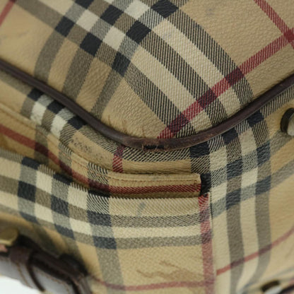 Burberry Nova Check Tote Bag PVC Leather Beige Brown Auth 52765