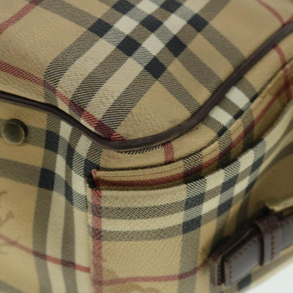 Burberry Nova Check Tote Bag PVC Leather Beige Brown Auth 52765