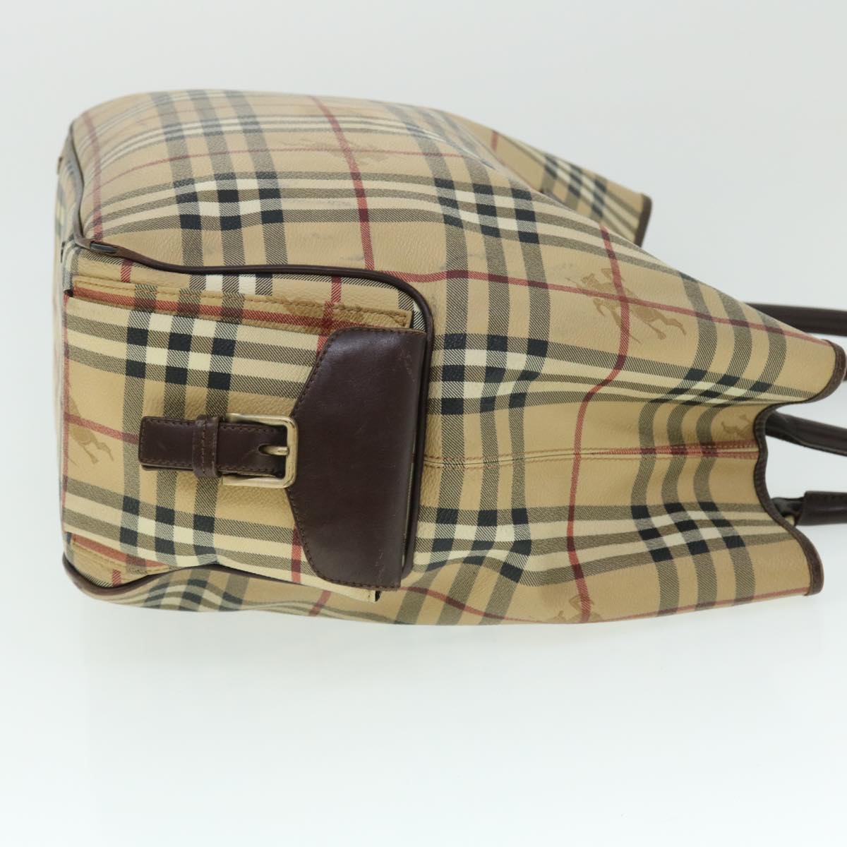 Burberry Nova Check Tote Bag PVC Leather Beige Brown Auth 52765