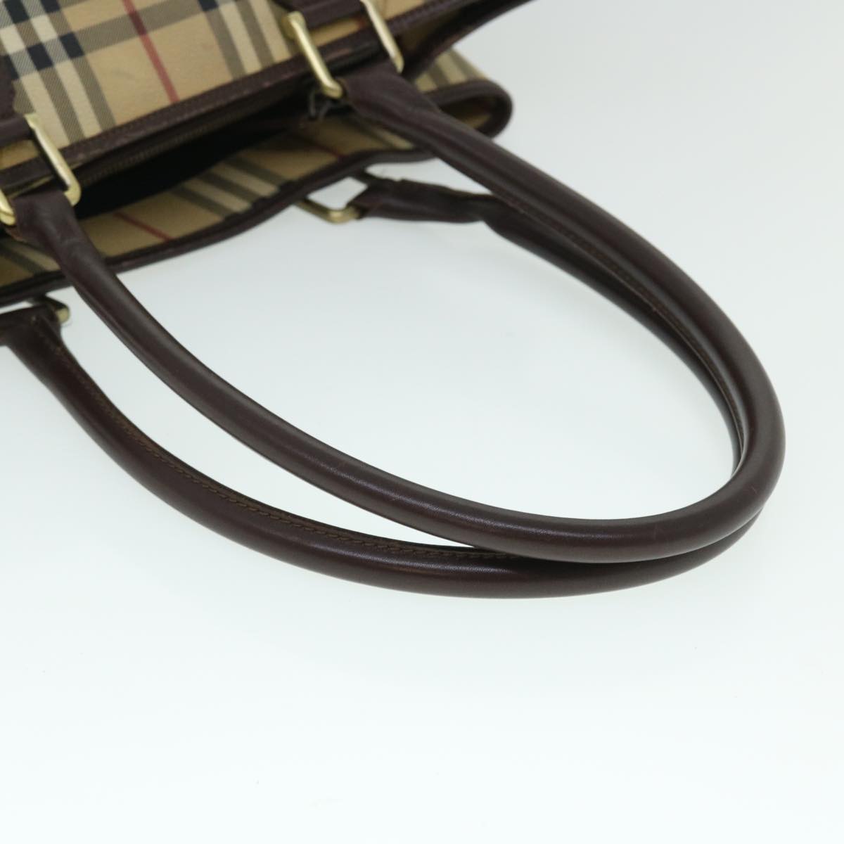 Burberry Nova Check Tote Bag PVC Leather Beige Brown Auth 52765
