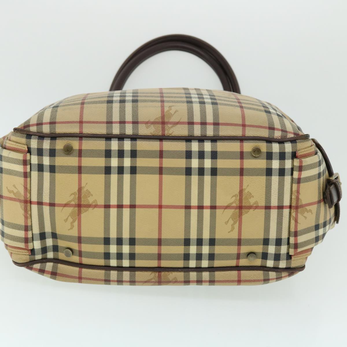 Burberry Nova Check Tote Bag PVC Leather Beige Brown Auth 52765