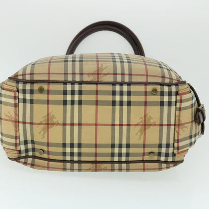 Burberry Nova Check Tote Bag PVC Leather Beige Brown Auth 52765