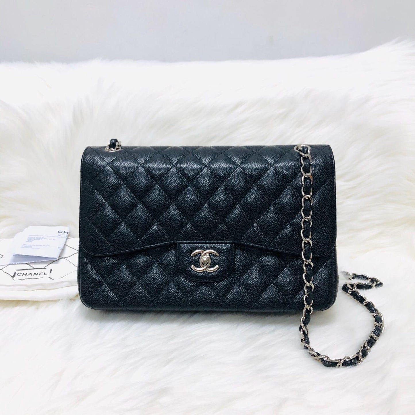 Classic Double Flap Jumbo Bag in Black Caviar with SHW