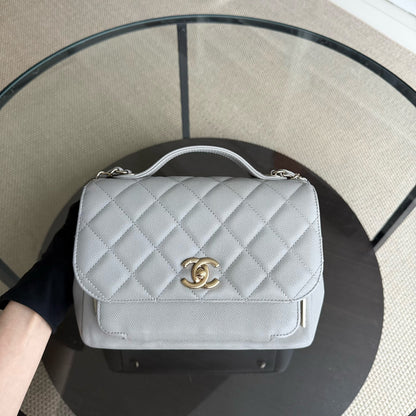 Chanel Business Affinity Medium - Caviar Quilted Grained Calfskin Grey Gray Gold Hardware Series 28