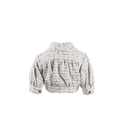 Chanel size 34 22C Tweed Short Jacket Light Grey/White/Black