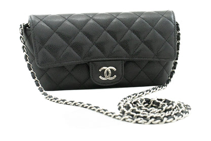 CHANEL New Phone Holder With Chain Bag Black Crossbody Clutch
