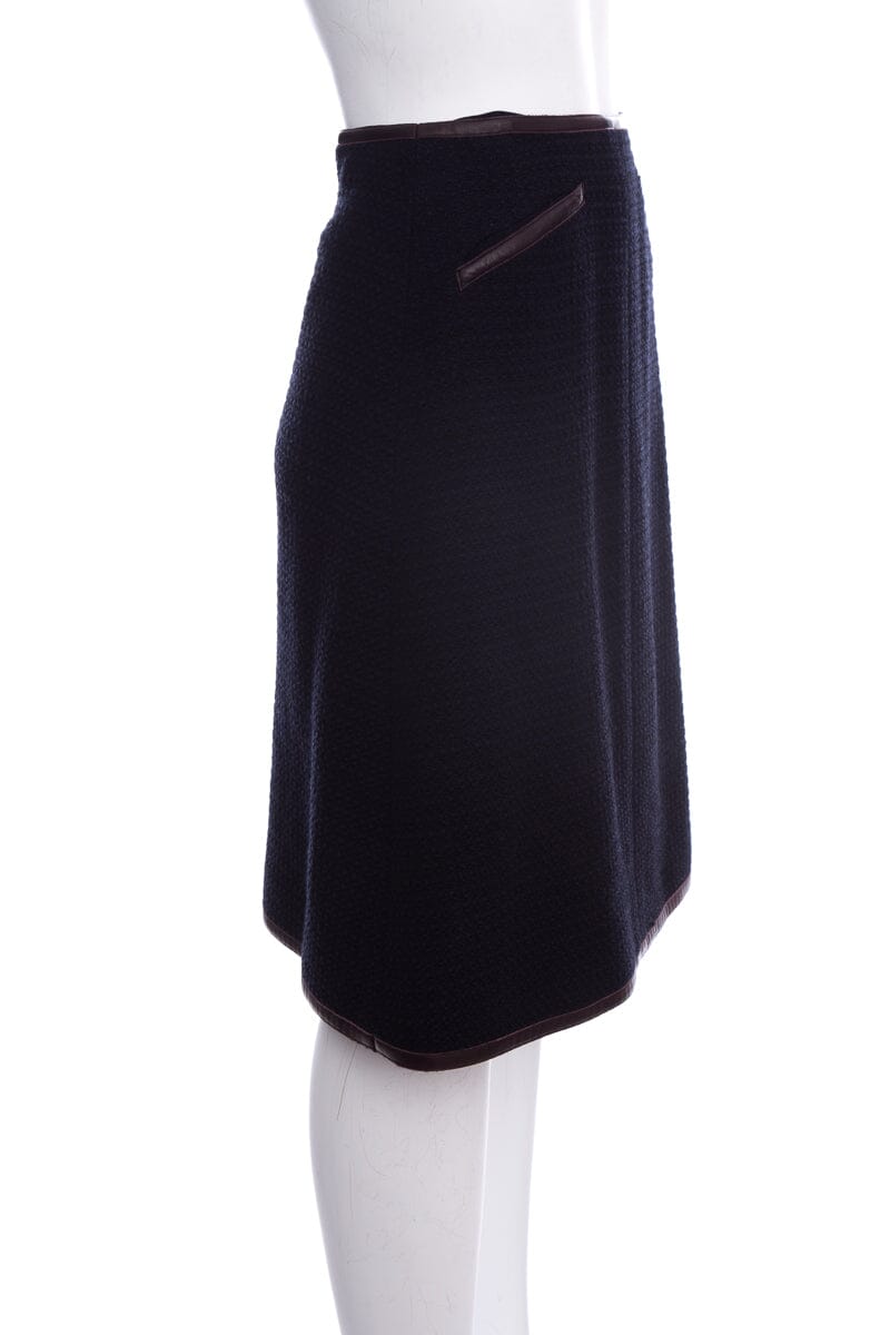 Chanel Fall 2000 Navy Wool Knee-length Skirt SZ 34