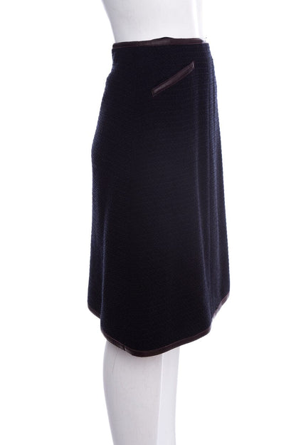 Chanel Fall 2000 Navy Wool Knee-length Skirt SZ 34